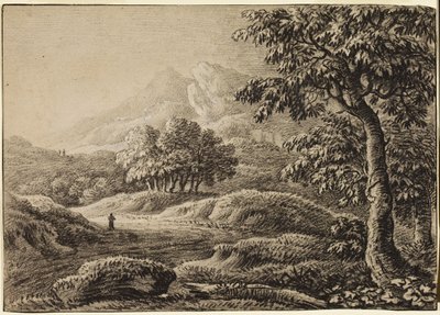 Paysage avec montagnes enneigées et trois figures - Anthony Devis